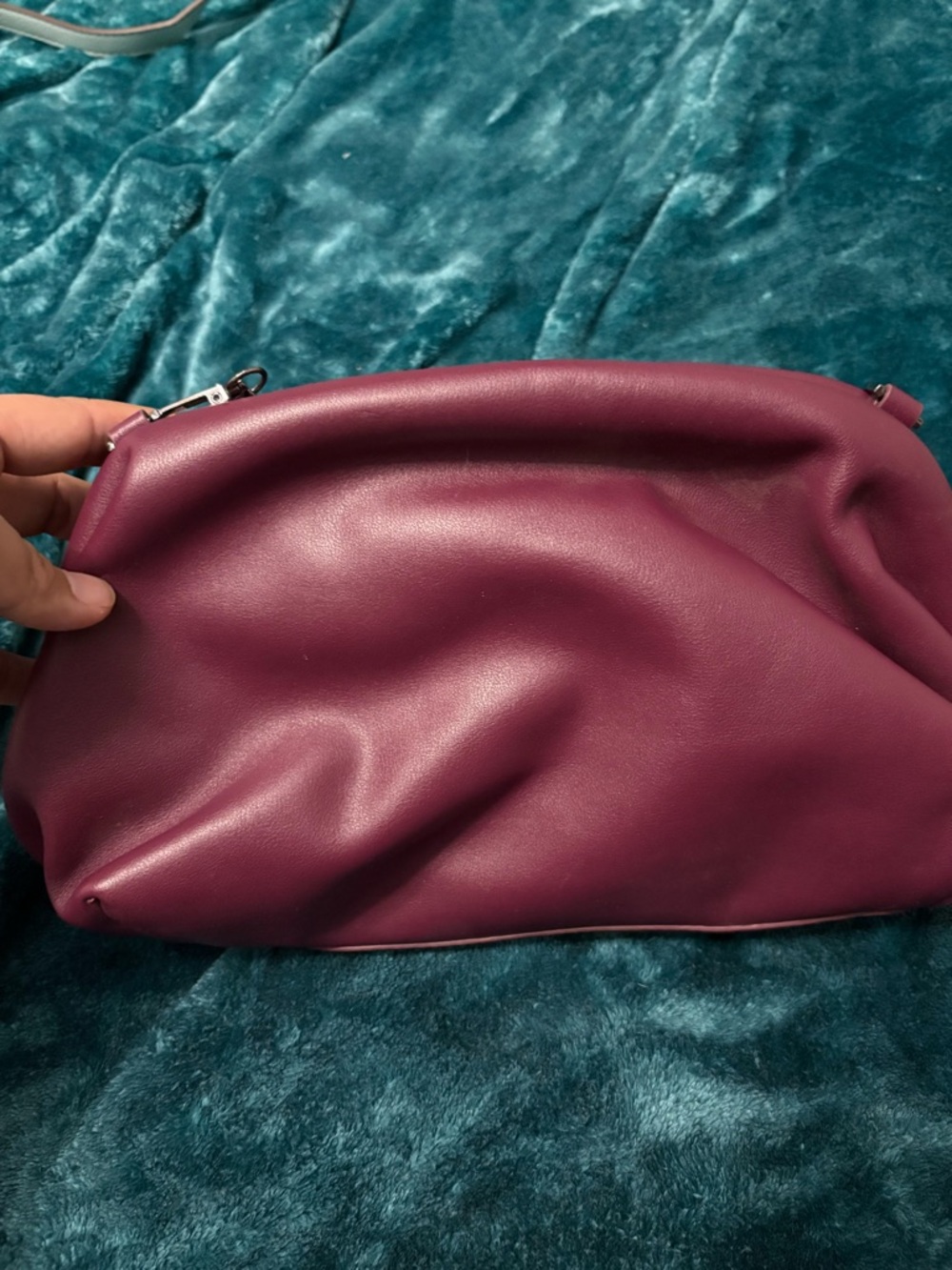Plum Soft Leatherette Women's Clutch Shoulder Bag